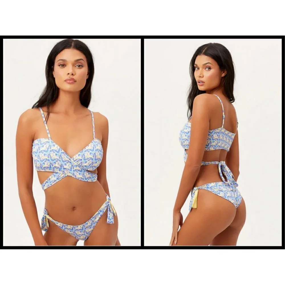 💕FRANKIE'S BIKINIS💕 Falcon Bikini TOP ~ Monarch Butterfly Print Large L NWT